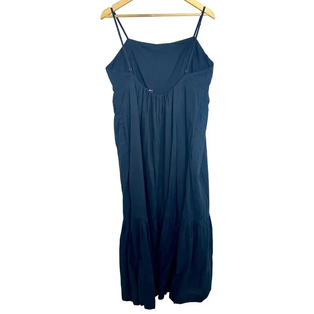 Abercrombie & Fitch Black Adjustable Strap Sleeveless Tiered Maxi Dress Women XL